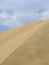 Vertical shot of a great dune in a desert under a cloudy sky