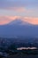 Vertical shot of Greater Ararat at sunset. Yerevan, Armenia.