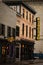 Vertical shot of Gritty architecture and small businesses in downtown Savannah, Georgia