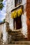 Vertical shot of the historic Tibetan Buddhist holy site Ghar Gumba Monastery in the Himalayas