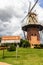Vertical shot of the Holambra Windmill, Sao Paulo - Portuguese sign: Dutch mill
