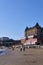 Vertical shot of a hotel on the beachfront of scarborough coastline