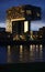 Vertical shot of the Kranhauser building in Cologne under a dark blue sky