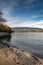 Vertical shot of the lake in the Stanley Park in Vancouver with the view of  Lions Gate Bridge