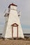 Vertical shot of a lighthouse on Hecla island in Manitoba