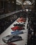 Vertical shot of a lot of supercars at the Royal Exhibition Building, Melbourne, Australia