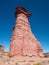Vertical shot of a majestic tower, a rock formation in Talampaya National Park, La Rioja, Argentina