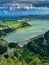 Vertical shot of the mesmerizing view of Lagoa do Fogo crater lake in Portugal