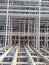 Vertical shot of metal reinforcement frame