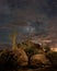 Vertical shot of the Milky way through the monsoon clouds at "The Boulders" near Florence, Arizona