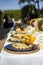 Vertical shot of a modern cheese exhibition