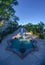 Vertical shot of the Moorish star shape fountain at Jativa medieval castles in Valencia Spain