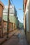 Vertical shot of a narrow street in Valparaiso, Chile