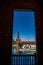 Vertical shot of the North tower of Plaza de Espana seen from afar