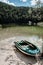 Vertical shot of an old boat at the Lake Toplitz, Austria