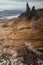 Vertical shot of the Old Man of Storr rock formation on the Isle of Skye