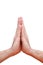 Vertical shot of a person`s hands in a praying position