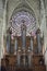 Vertical shot of pipe organ in the Cathedral of Tours, France