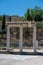 Vertical shot of riuns of the Ancient Agora of Athens, Greece