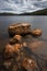 Vertical shot of rocks in Smiths Lake. New South Wales, Australia.