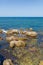 Vertical shot of the rocky Costa Blanca coast in Alicante, Spain