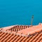 Vertical shot of a roof of a coastal building