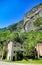 Vertical shot of the ruins of a small building under the rocks at the Canary Islands