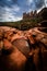 Vertical shot of the Seven Sacred Pools and the Soldier Pass Trail in Sedona, Arizon