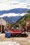 Vertical shot of a small market inone of the traditional streets of Purmamarca, Jujuy