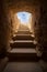 Vertical shot of the staircase of Tomb of the Kings in Cyprus