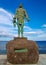 Vertical shot of statue of Guanche king Mencey Pelicar, on the waterfront in Canary Islands, Spain