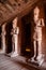 Vertical shot of statues inside the Abu Simbel temple