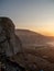 Vertical shot of the sunset over the coast of Zumaia, Spain