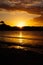 Vertical shot of sunset seascape of Santa Barbara Harbor Santa USA