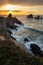 Vertical shot of sunset in the Urros de Liencres, Cantabria, Spain