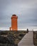 Vertical shot of the Svortuloft Lighthouse in the Western Region of Iceland
