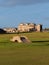 Vertical shot of the Swilcan Bridge at the Old Course at St Andrews Links in Scotland.