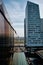 Vertical shot of tall buildings and traffic on streets in Lille, France