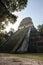 Vertical shot of Tikal Temple in Tikal, Guatemala