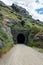 Vertical shot of a tunnel built inside a mountain