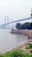 Vertical shot of Weiyuan fort and Humen Bridge in Dongguan, China