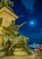 Vertical shot of a winged lion monument of Victor Emmanuel II at night in Venice, Italy