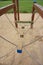 Vertical shot of wooden blocks hanging on metal chains of a equipment on a playground