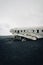 Vertical shot of the wrecked plane in Solheimasandur, Iceland.