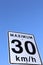 Vertical sign of 30 km/h- travel and transportation road trips and signs
