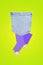 Vertical sketch collage illustration artwork of headless person denim pocket instead body and purple pants isolated on