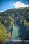 Vertical of a ski jump platform surrounded by a beautiful dense forest in Zakopane, Poland