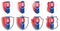Vertical Slovak flag in shield shape, four 3d and simple versions. Slovakia icon / sign