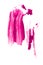The vertical smear of lipstick stands out against a white background. The crimson color of a cosmetic product with space