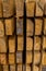 Vertical stack board dry building materials natural eco base texture rustic end beams stack